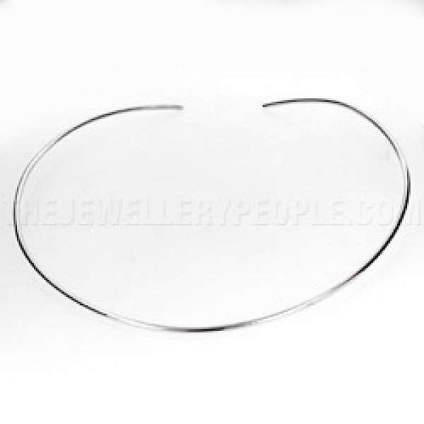 Oval Tubed Flexible Silver Collar - 2mm - CR097