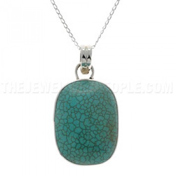 Oval Turquoise & Silver Pendant - CD083