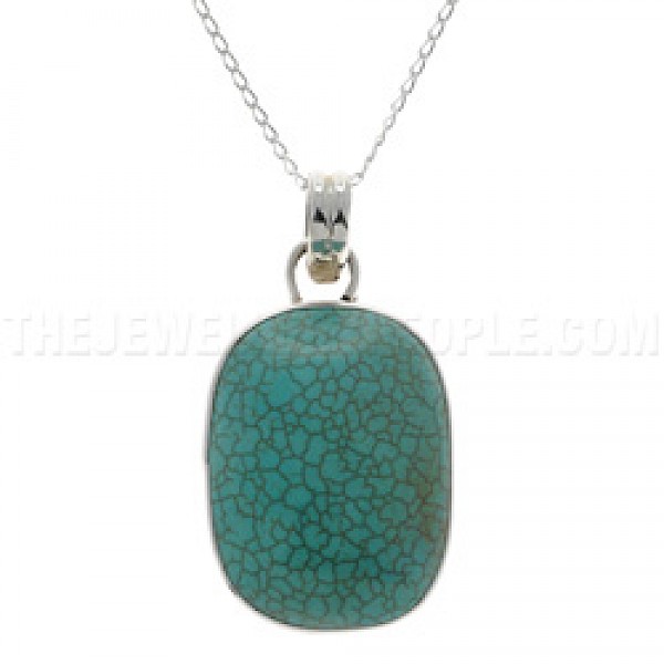 Oval Turquoise & Silver Pendant - CD083