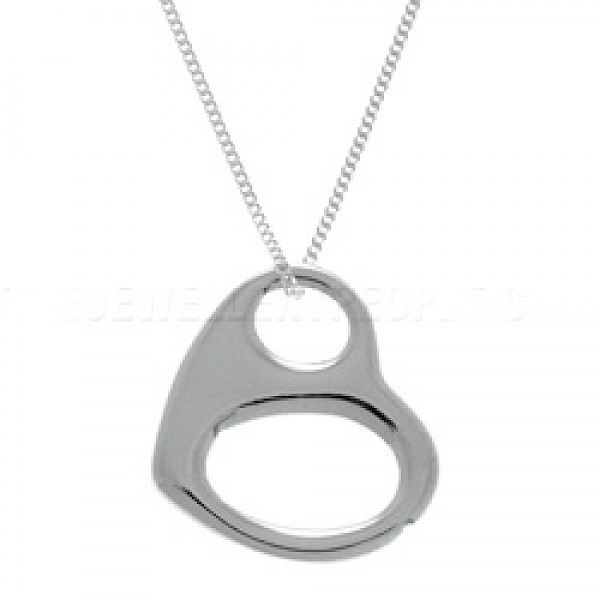 Ovals Solid Silver Heart Pendant - PT237
