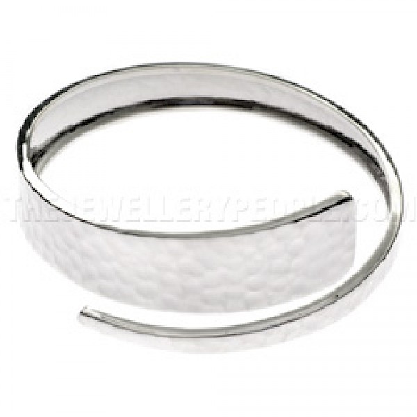Over Lapping Hammered Silver Bangle