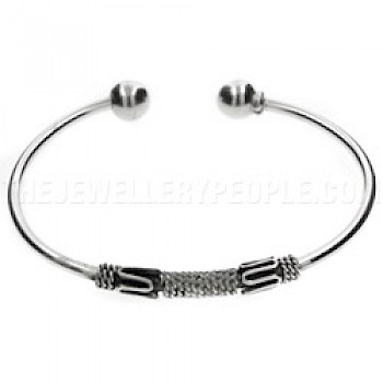 Oxidised Balinese style Silver Torque Bangle - 5mm Wide