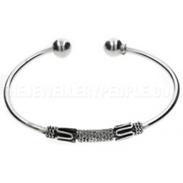 Oxidised Balinese style Silver Torque Bangle - 5mm Wide