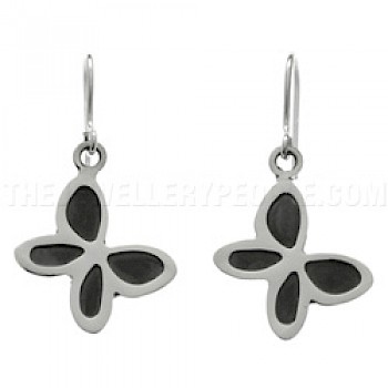 Oxidised Butterfly Silver Earrings - 18mm Wide