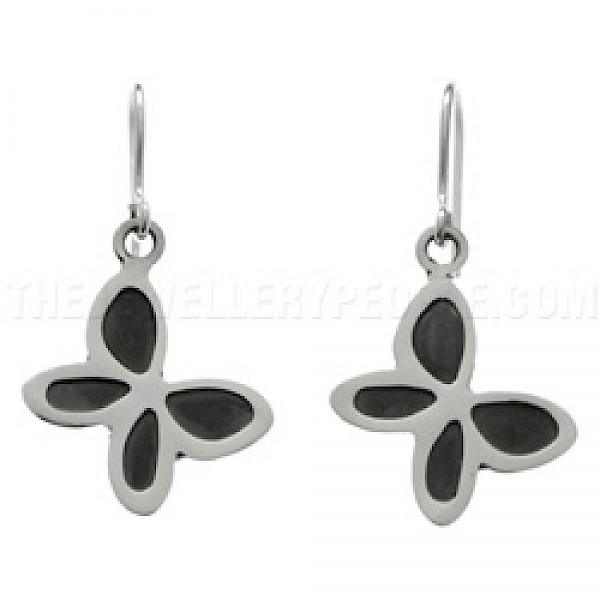 Oxidised Butterfly Silver Earrings - 18mm Wide