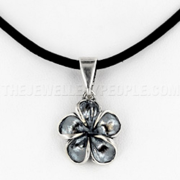 Oxidised Flower Silver Pendant