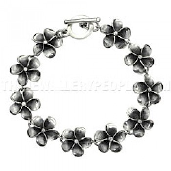 Oxidised Flowers Silver Bracelet