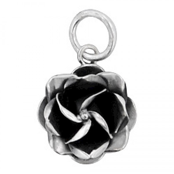 Oxidised Rose Silver Charm