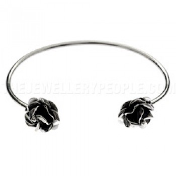 Roses Oxidised Silver Bangle