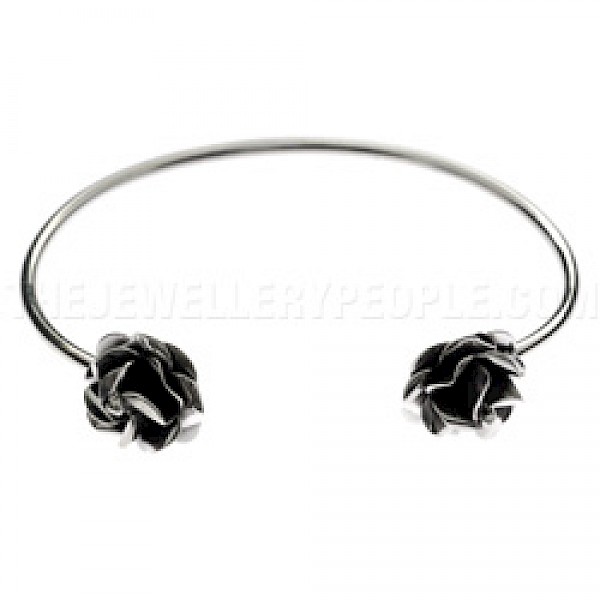 Roses Oxidised Silver Bangle