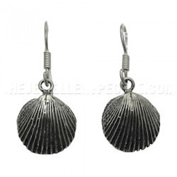 Oxidised Shells Silver Earrings