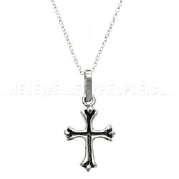 Oxidised Silver Cross Pendant - RN041