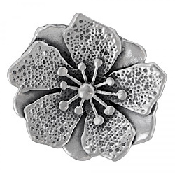 Oxidised Silver Flower Pendant