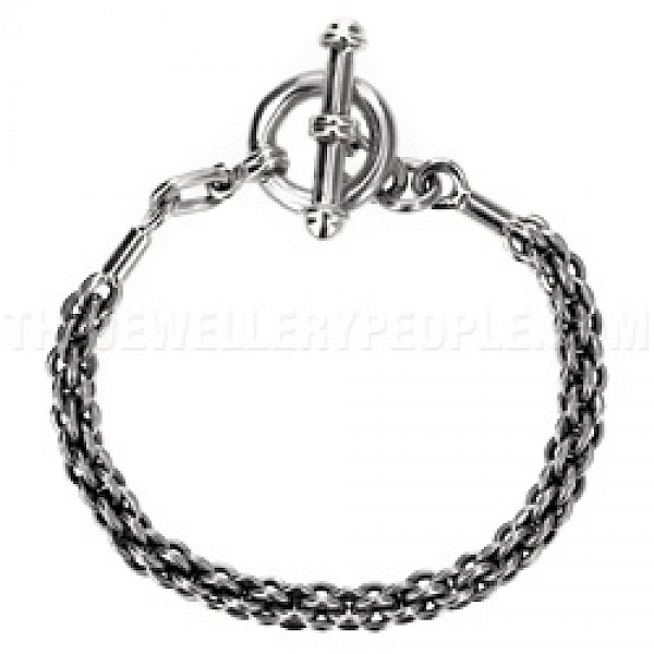 Oxidised Silver Rope Bracelet - 6mm Wide