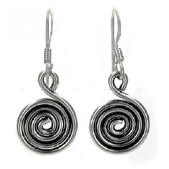 Spiral Oxidised Silver Earrings