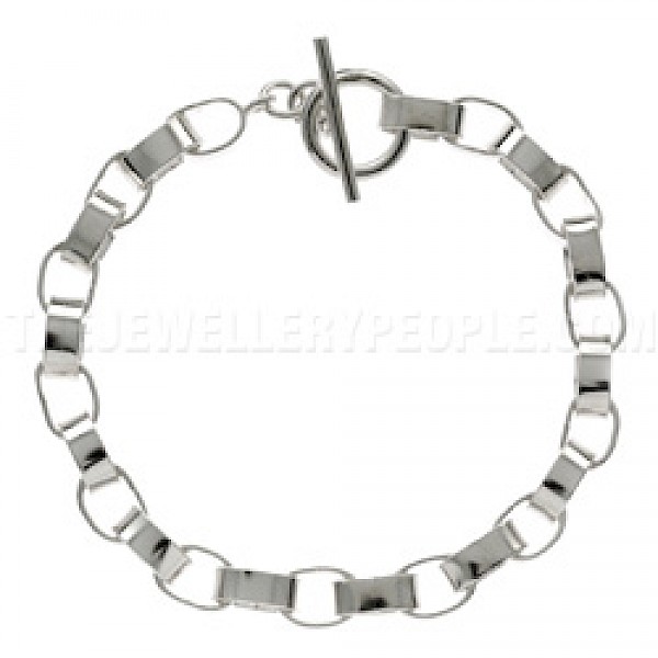 Paper Chain Silver Bracelet - 8mm Wide