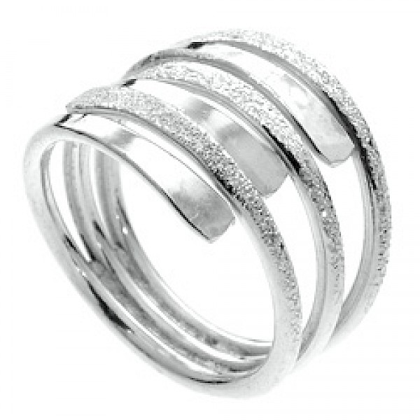 Part Glitter Fancy Silver Ring - 6 Bands - RG257