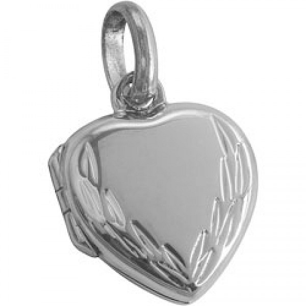 Patterned Silver Heart Locket - 14mm - PT703