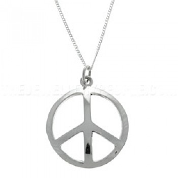 Peace Sign Silver Pendant - Large