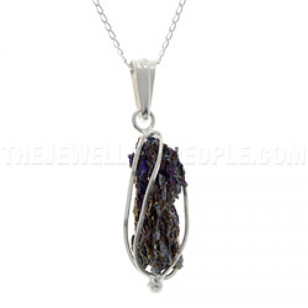 Peacock Ore Silver Cage Pendant - Small - CD193