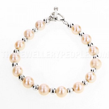 Pearl & Silver Bead Bracelet - SL241