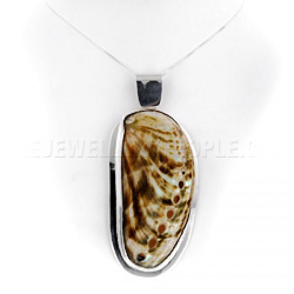 Large Mussel Shell & Silver Pendant - SL140