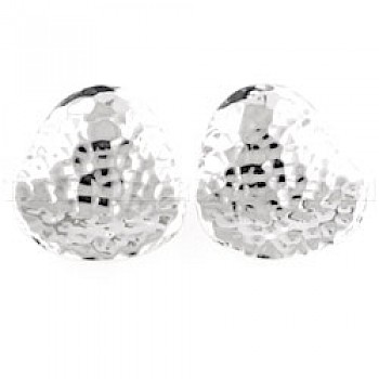 Petal Hammered Silver Clip-On Earrings - 29mm
