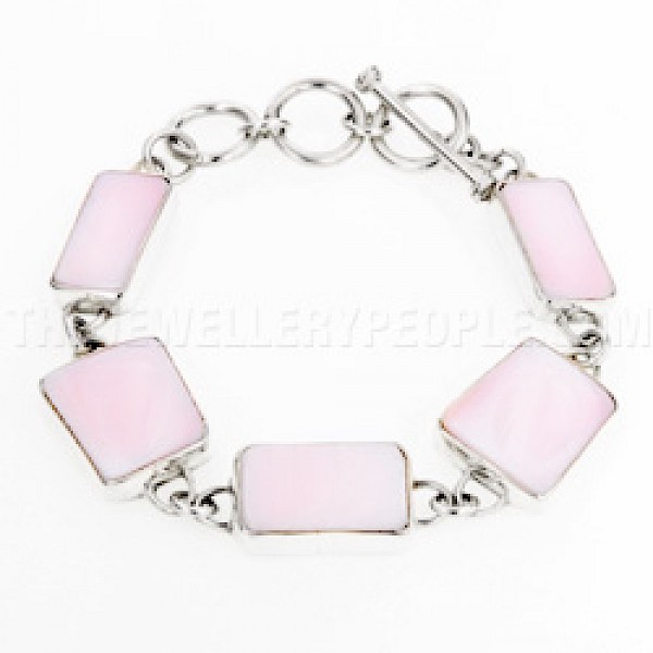 Pink Abalone & Silver Bracelet - SL057