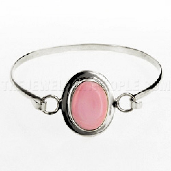 Pink Abalone Catch & Silver Bangle - SL138