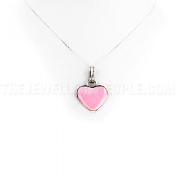 Pink Abalone Shell & Silver Heart Pendant