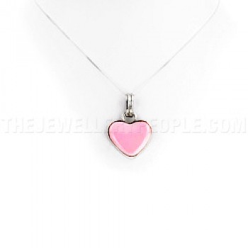 Pink Abalone Shell & Silver Heart Pendant - SL074