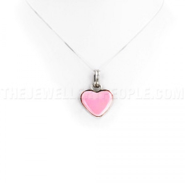 Pink Abalone Shell & Silver Heart Pendant - SL074
