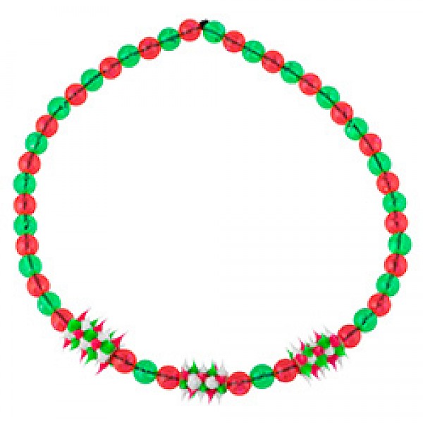 Pink & Green Rubber Spike Bead Necklace