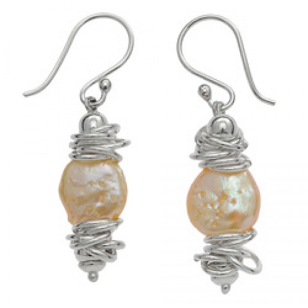 Pink & Silver Pearlised Shell Earrings