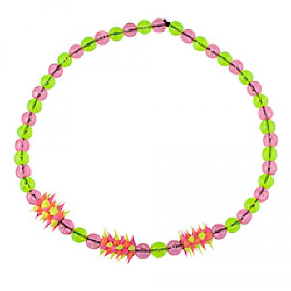 Pink & Yellow Rubber Spike Bead Necklace