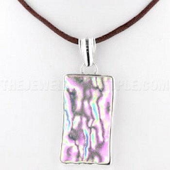 Pink Rippled Dichroic Glow-Glass & Silver Rectangular Pendant - GG027
