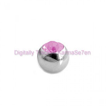 Pink Jewelled Surgical Steel Threaded Micro Ball (1.6mm x 5mm)