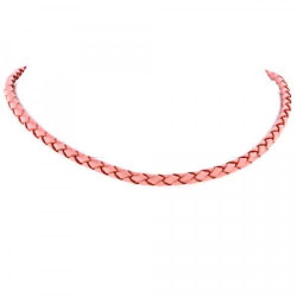 Pink Plaited Leather Necklace - 5mm