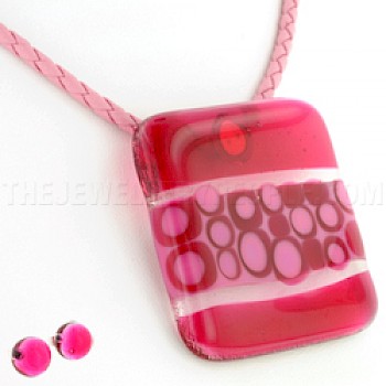 Pink Stripe Glass Jewellery Gift Set