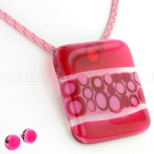 Pink Stripe Glass Jewellery Gift Set