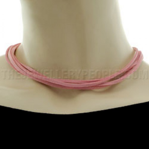 Pink Suede Necklace - Four Strands