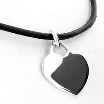 Plain Polished Silver Heart Pendant - PT407