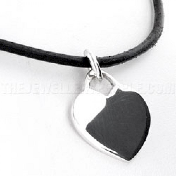 Plain Polished Silver Heart Pendant - PT407