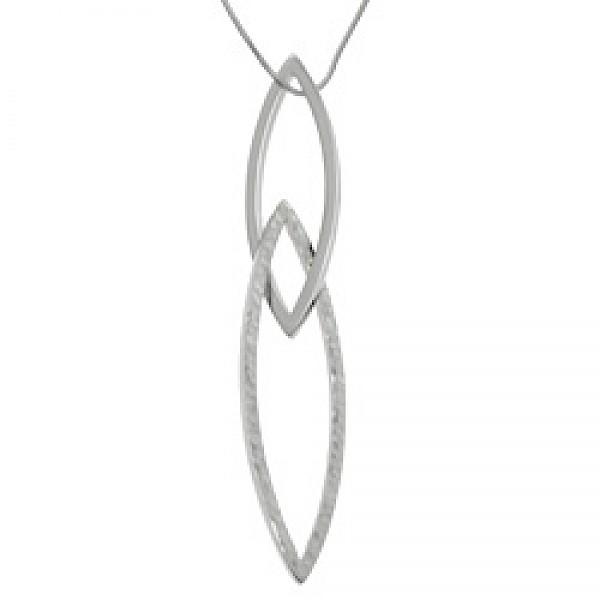Pointed Half Hammered Silver Pendant - PT441