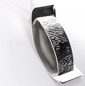 Polished & Etched Rectangular Silver Pendant