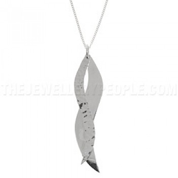 Polished & Hammered Silver Curve Pendant - PT303