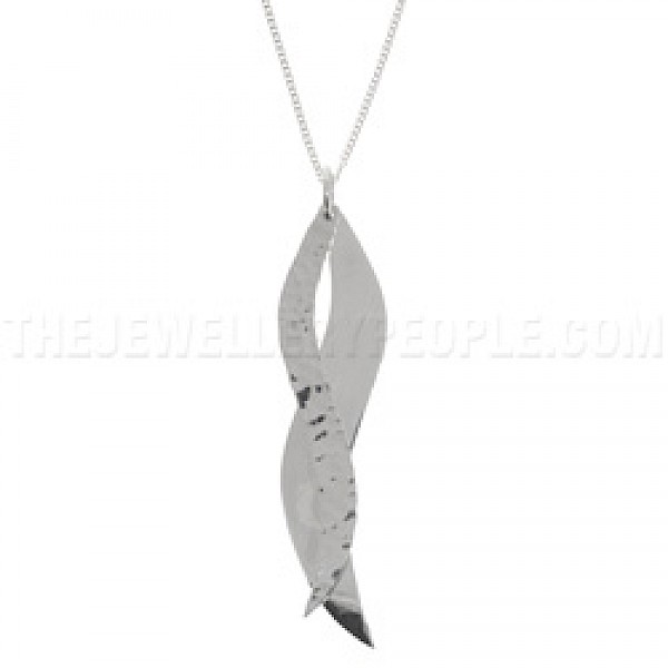 Polished & Hammered Silver Curve Pendant - PT303