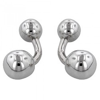 Polished Barbell Style Silver Cufflinks