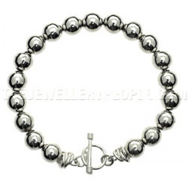 Silver Ball Bracelet - 9mm Wide