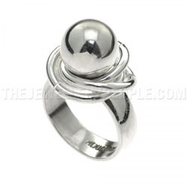 Polished Beads & Hoops Silver Ring - RG141